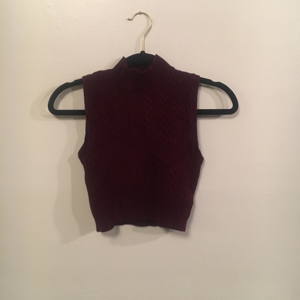 Short sleeve crop top maroon sweater